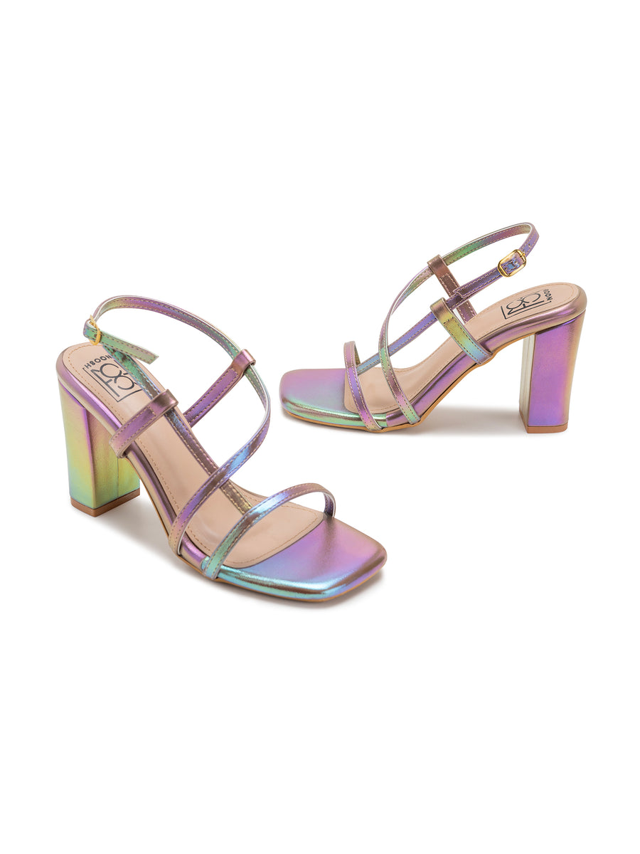 Iridescent heeled outlet sandals